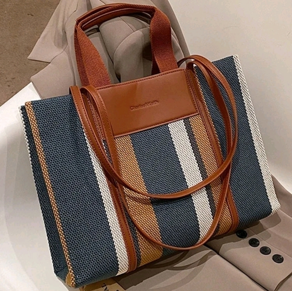 Colorblock Shouder Handle Bag